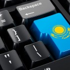 Kazakh,Flag,Painted,On,Computer,Keyboard.,Online,Business,,Education,In