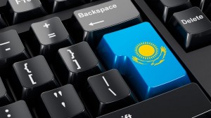 Kazakh,Flag,Painted,On,Computer,Keyboard.,Online,Business,,Education,In